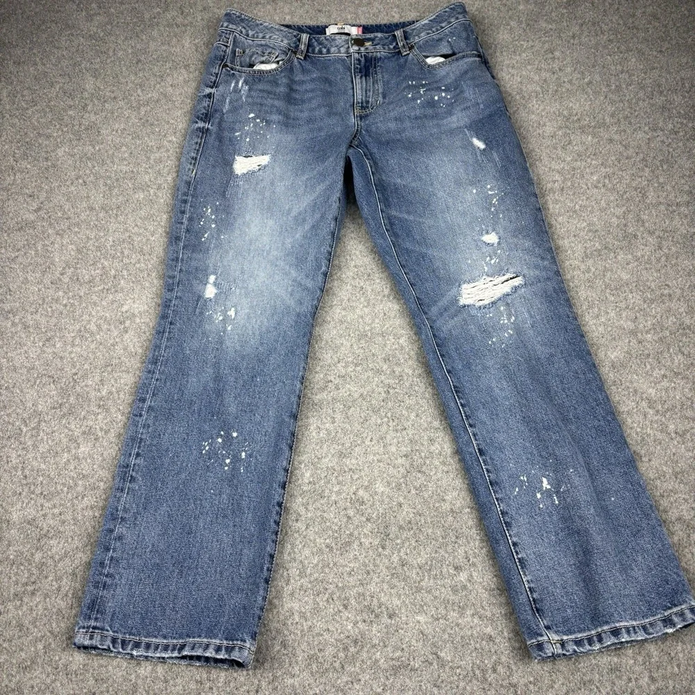 Cabi Jeans Women's 8 Distressed Straight‎ Leg Blue Denim Urban Casual Y2K Style